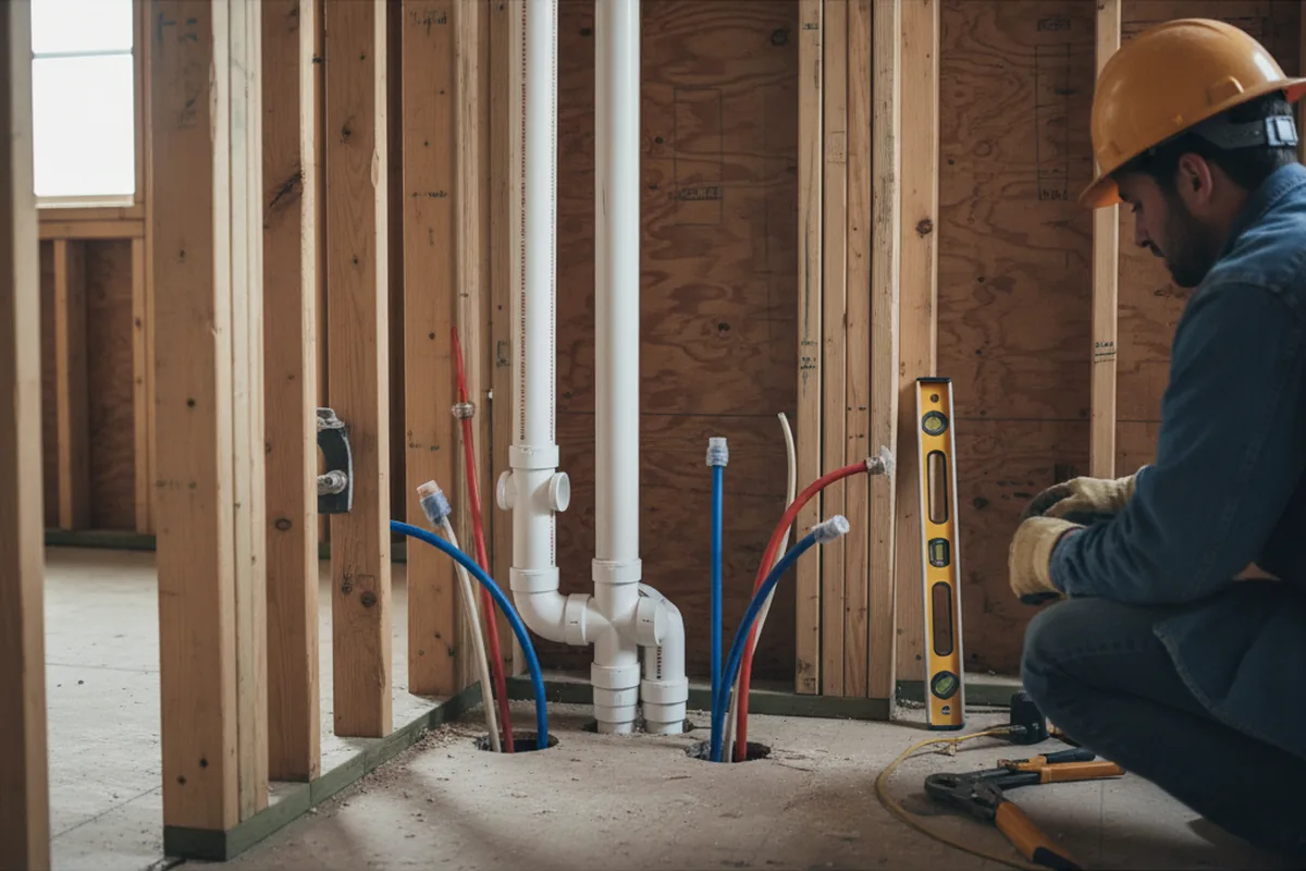 Drain and supply rough-in during Drain Cleaning in Spartansburg